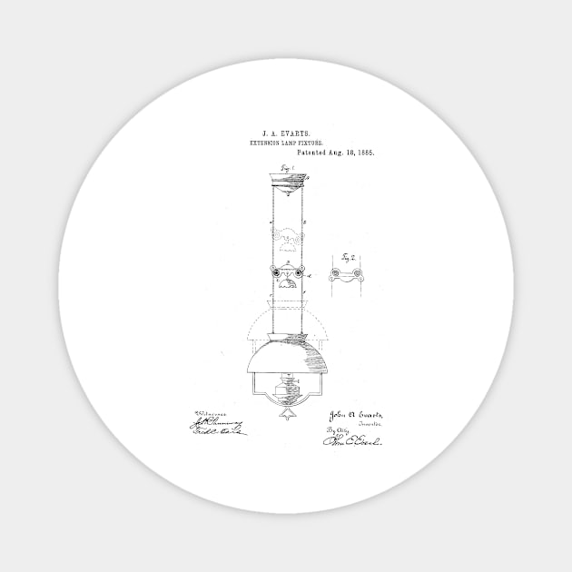 Extension Lamp Fixture Vintage Patent Hand Drawing Magnet by TheYoungDesigns